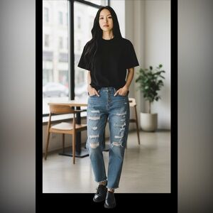 We The Free -29- Button Front Boyfriend Jeans Distressed Destroyed Free …